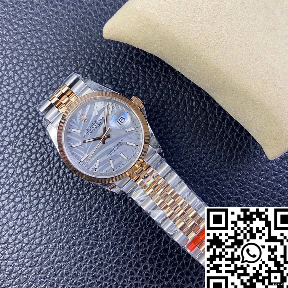 Pattern Rolex Factory EW Datejust Silver M126231-0031 Palm Dial Leaf 0112